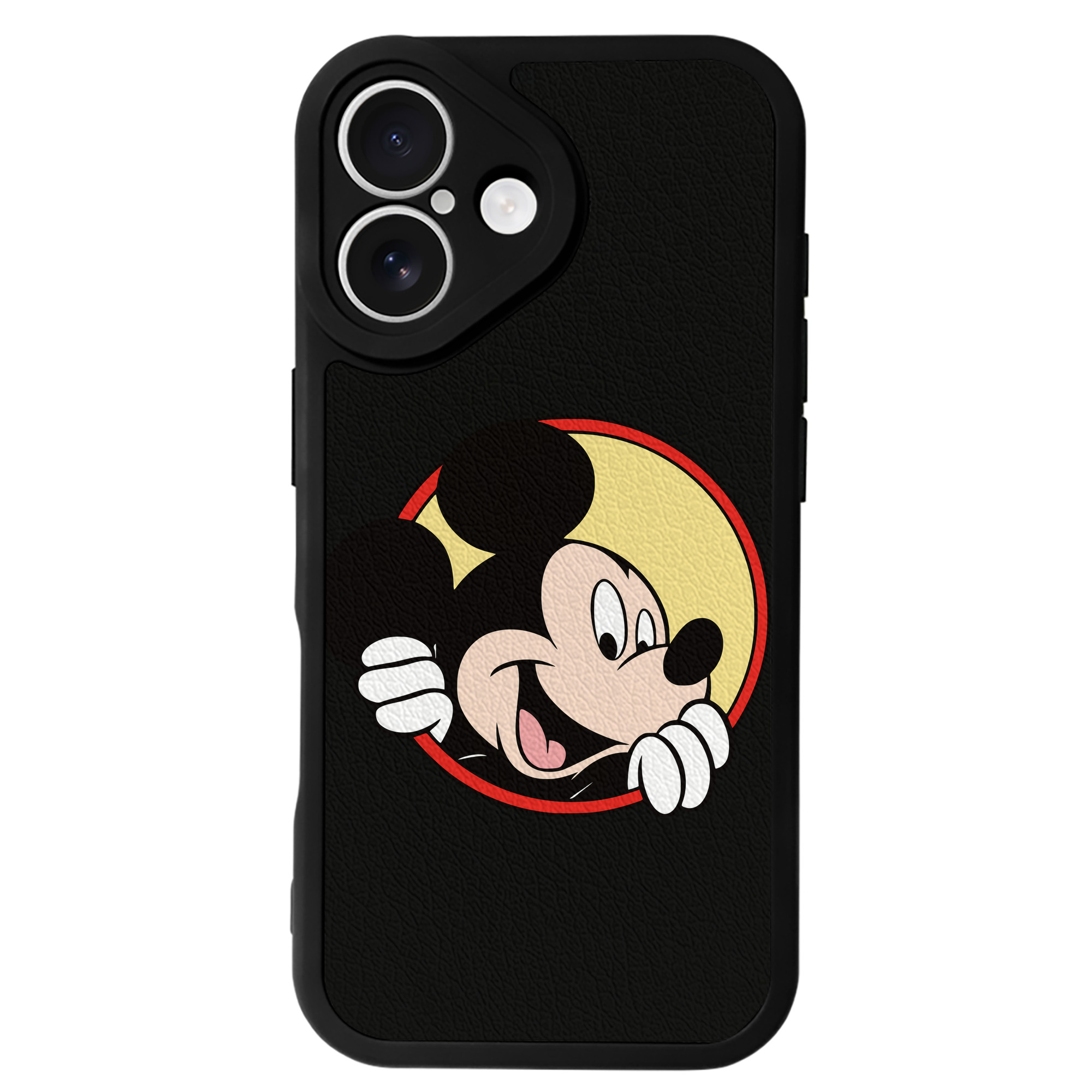 （画像用） ミッキーマウス Mickey Mouse 【iPhone 16シリーズ対応】シリコンスマホケース（レザー調） 材質：シリコン